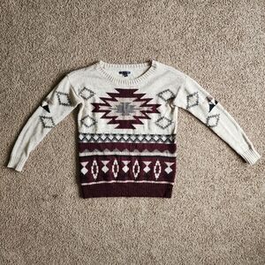 American Eagle Western Print Sweater Part Wool Size XS
